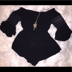 Off Shoulder Black Romper